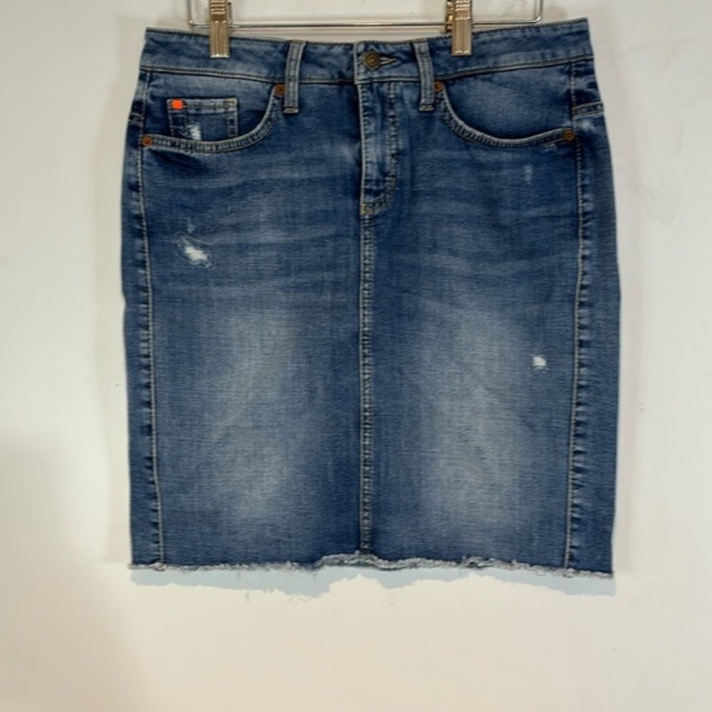 Cambio denim raw edge  mini skirt size medium